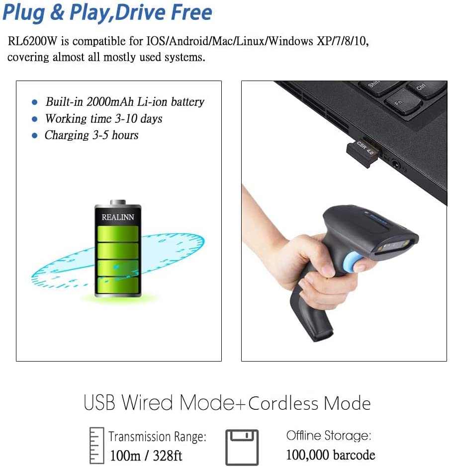Barcode Laser Scanner 2D – USB / Wireless